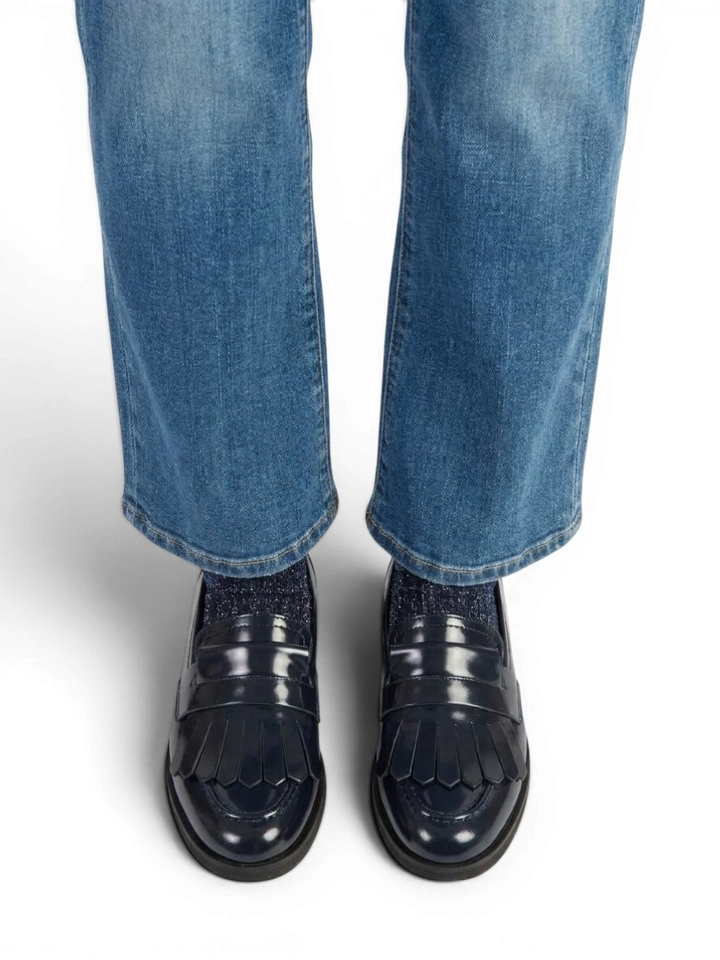 Donkerblauwe lederen mocassin Luca Grossi