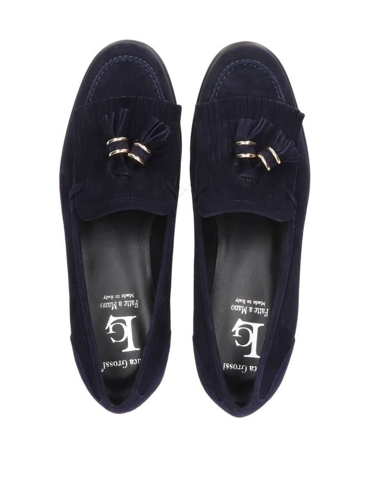 Donkerblauwe mocassin in suede Luca Grossi