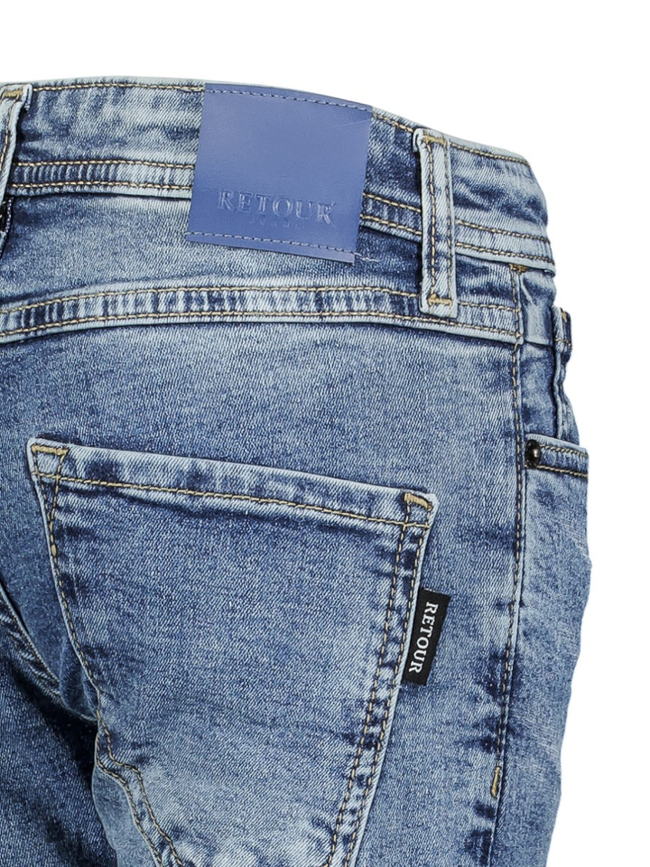 Blauwe jeansbroek straight fit Retour 