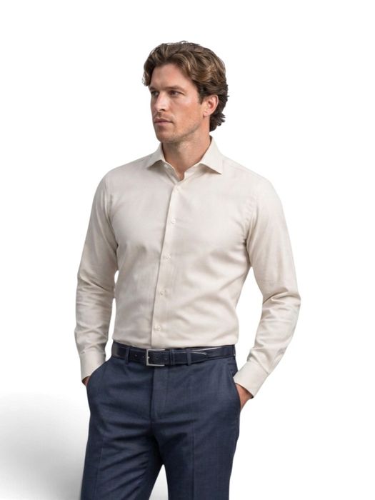 Beige katoenen hemd (regular fit) met lange mouwen Stenströms