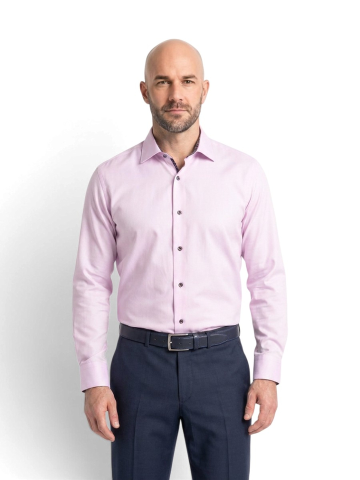 Light purple katoenen hemd (regular fit) met lange mouwen Stenströms
