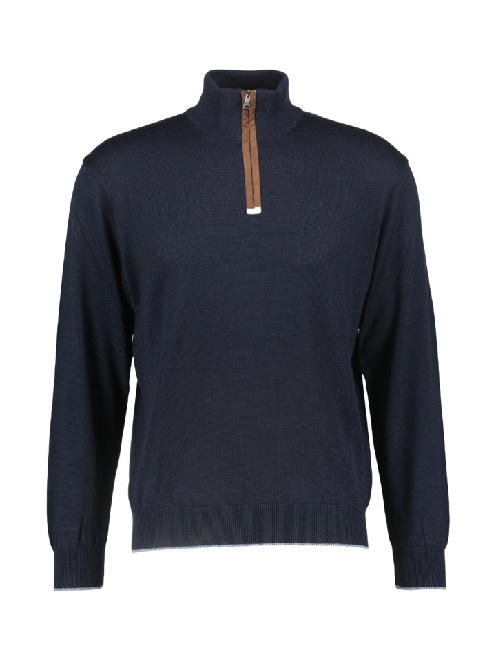 Donkerblauwe trui met korte rits Paul&Shark 