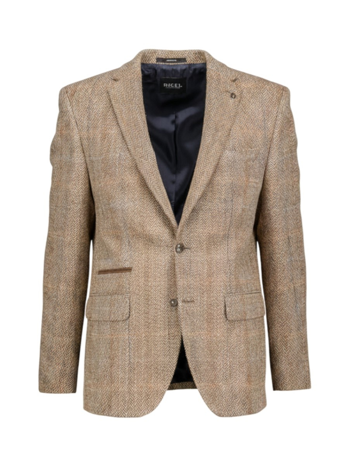 Bruine modern fit blazer met ruit motief Digel