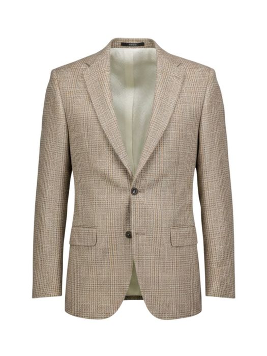 Beige modern fit blazer met ruit motief Digel