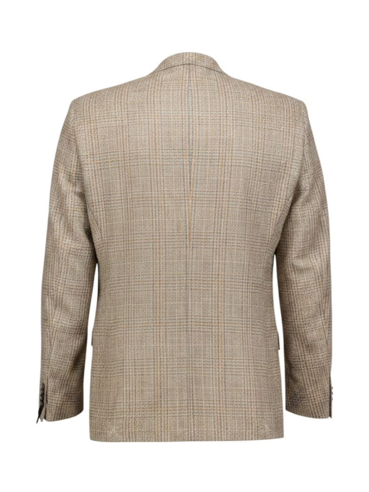 Beige modern fit blazer met ruit motief Digel