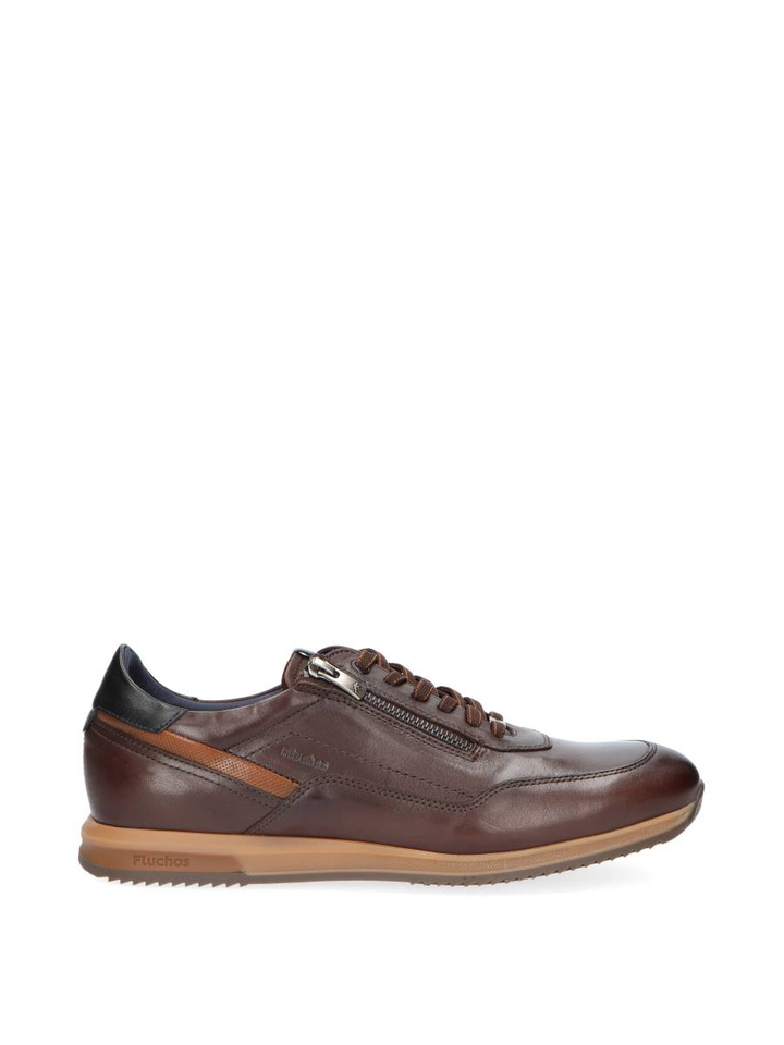 Donkerbruine lage veterschoenen Fluchos