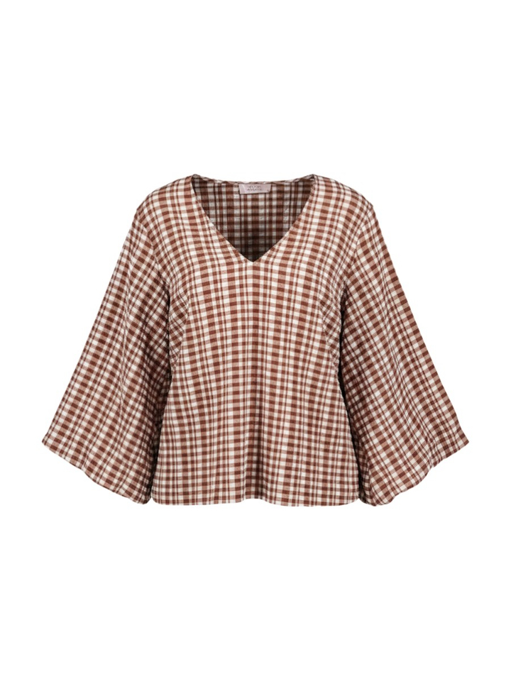 Geruiten blouse met pofmouwen Florine Studio Anneloes