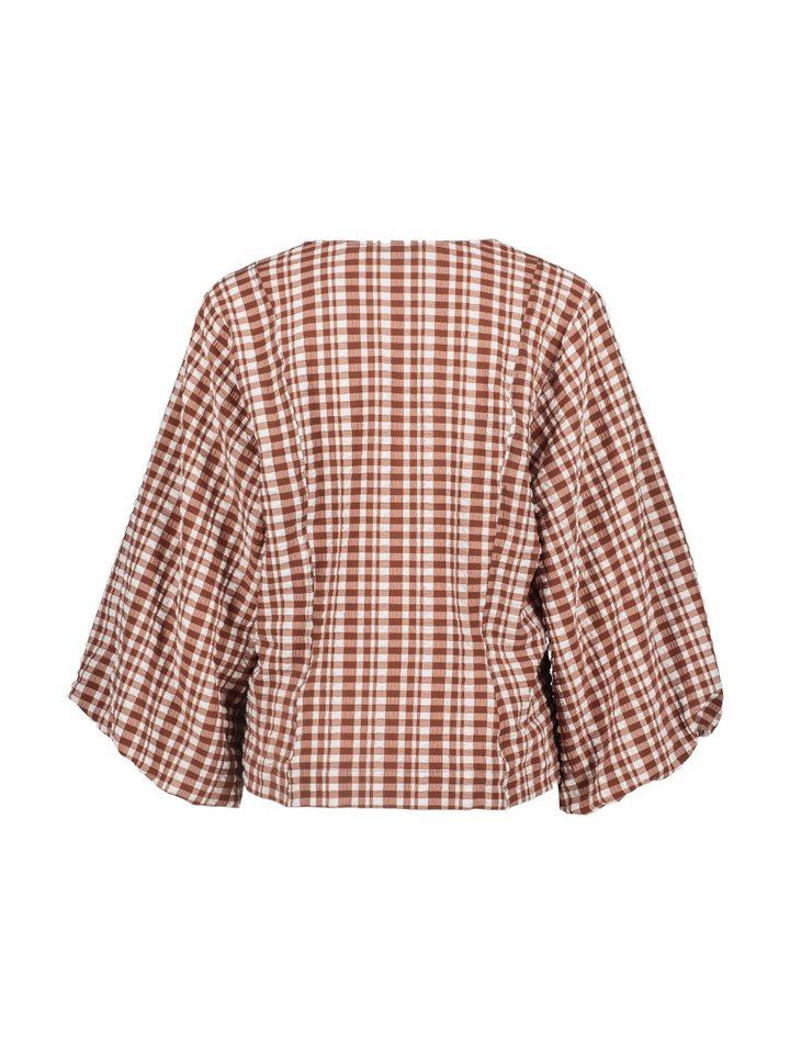 Geruiten blouse met pofmouwen Florine Studio Anneloes