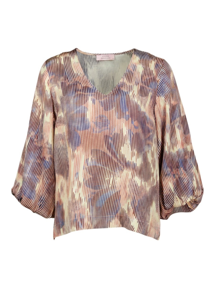Multi-color blouse met V-hals FLORINE FLOWER STRIPE Studio Anneloes