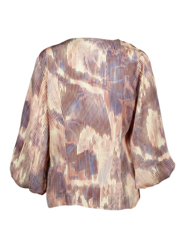 Multi-color blouse met V-hals FLORINE FLOWER STRIPE Studio Anneloes