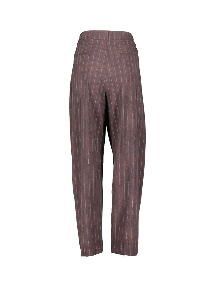 Espresso bruine gestreepte barrel fit met elastische taille Studio Anneloes
