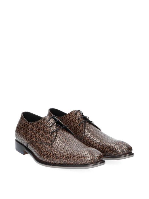 Bruine lage veterschoenen met structuur Floris Van Bommel