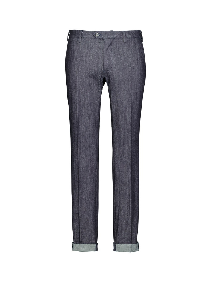 Blauwe chino broek van stretchdenim Masons
