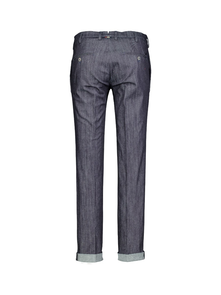 Blauwe chino broek van stretchdenim Masons