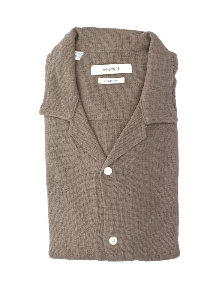 Chocolade chip katoenen hemd (regular fit) met lange mouwen Selected 