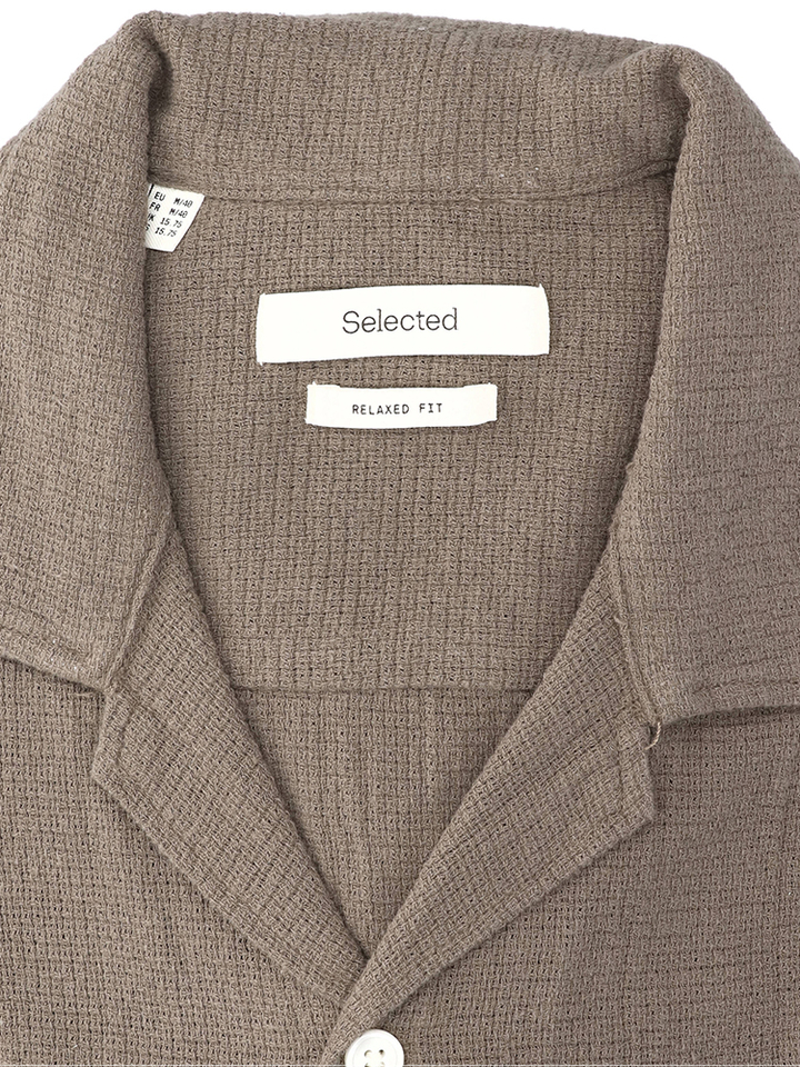 Chocolade chip katoenen hemd (regular fit) met lange mouwen Selected 