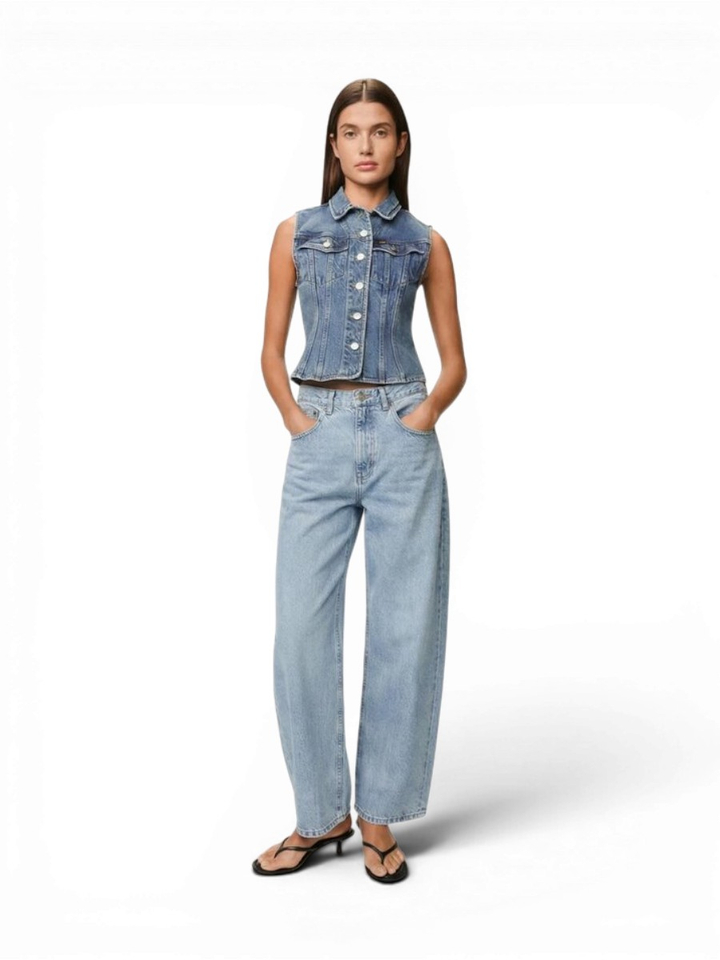 Lichtblauwe jeans mid rise barrel fit Dali Lois
