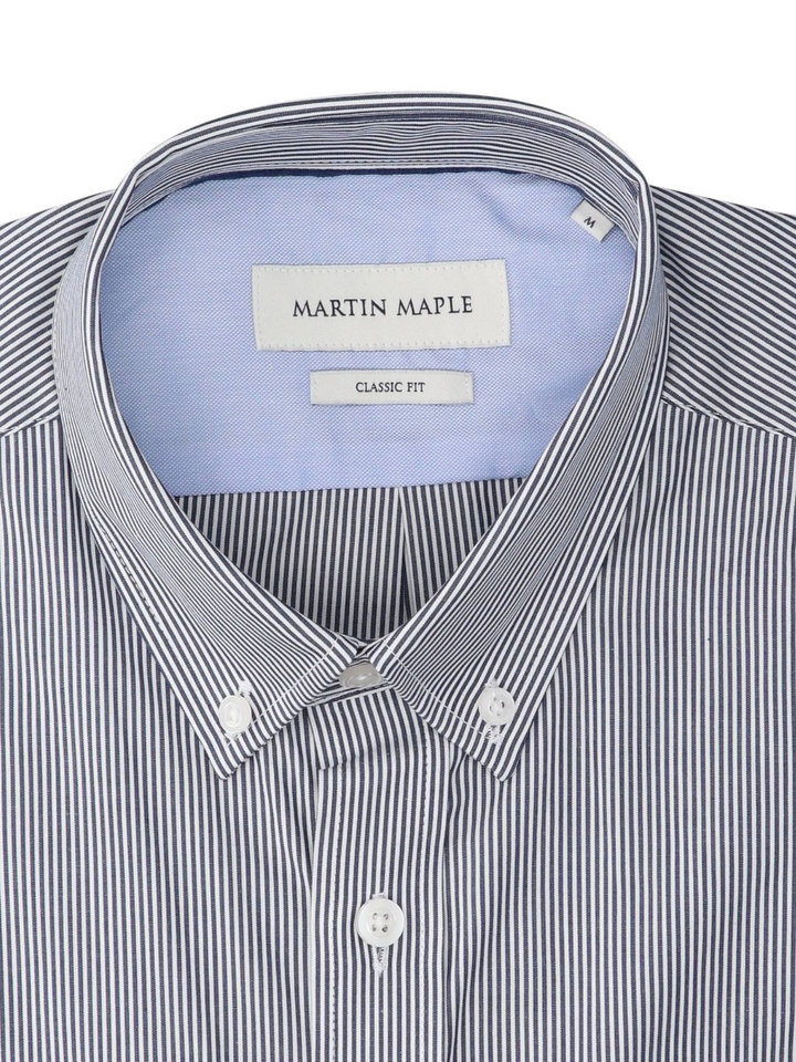 Blauw gestreept hemd (classic fit) met lange mouwen Martin Maple 