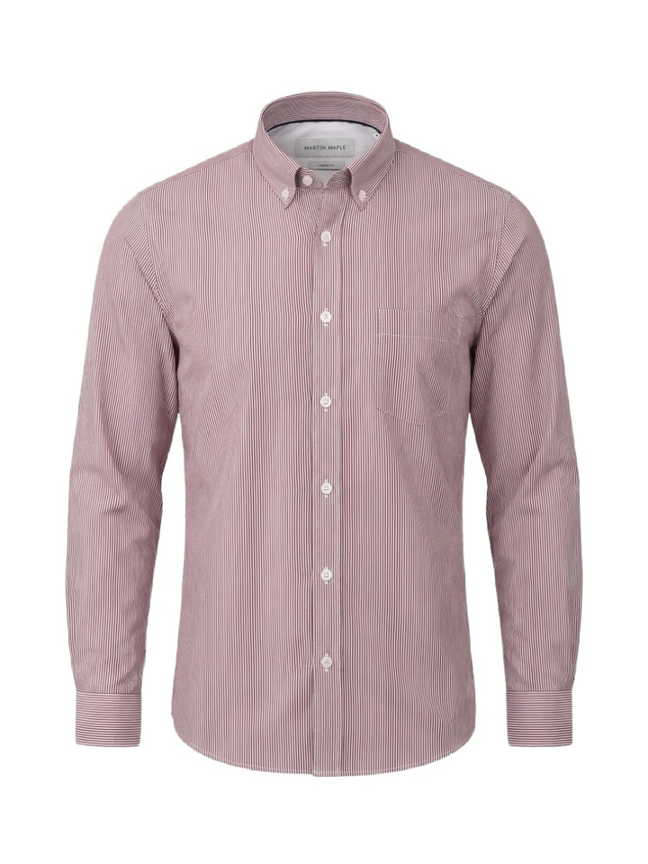 Bordeaux gestreepte hemd (classic fit) met lange mouwen Martin Maple