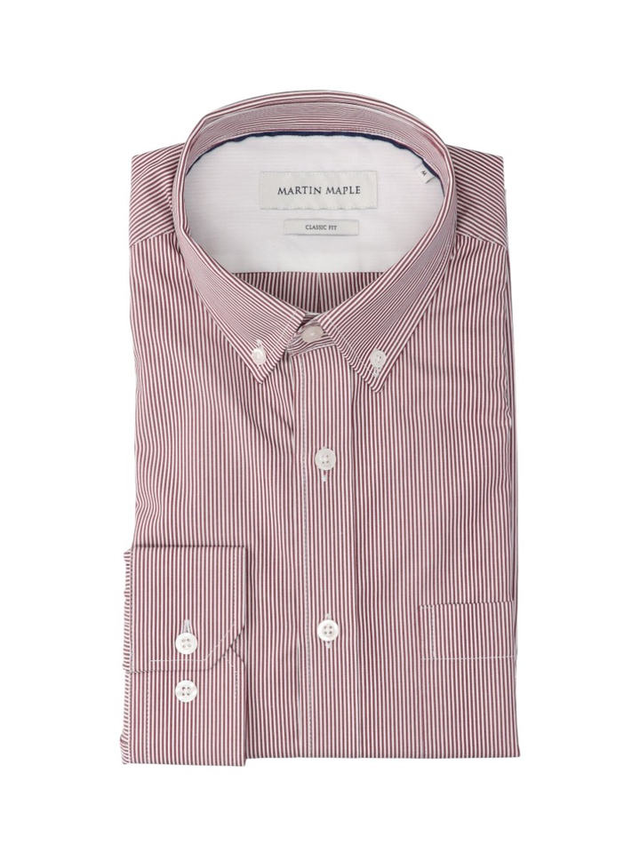 Bordeaux gestreepte hemd (classic fit) met lange mouwen Martin Maple