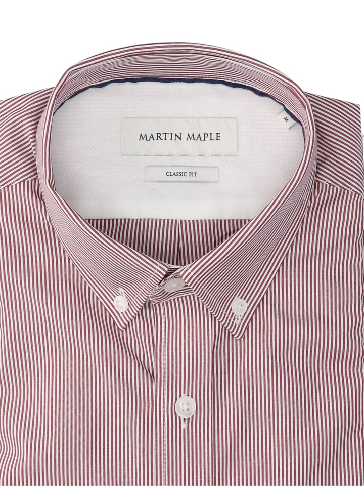 Bordeaux gestreepte hemd (classic fit) met lange mouwen Martin Maple