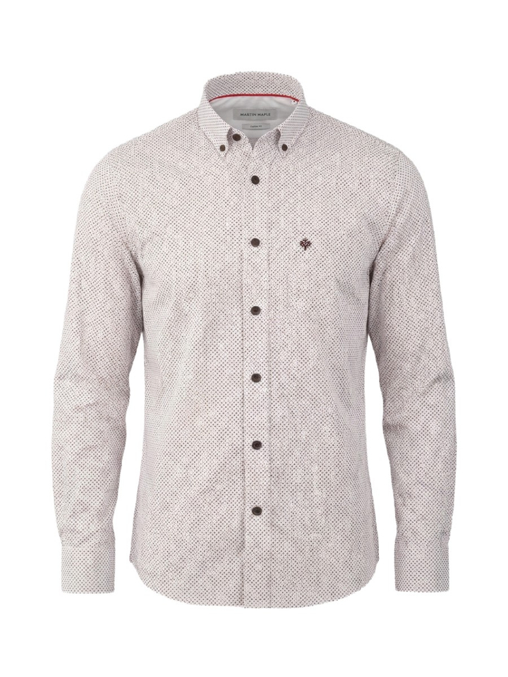 Witte hemd met print (classic fit) en lange mouwen Martin Maple