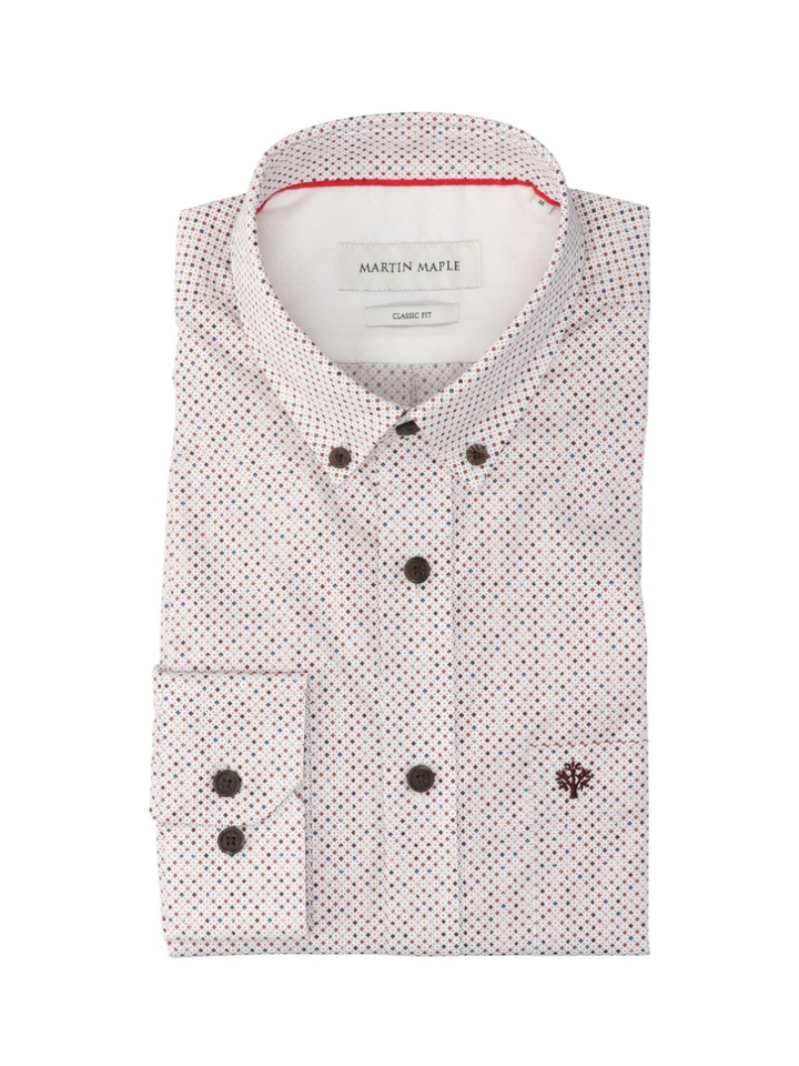Witte hemd met print (classic fit) en lange mouwen Martin Maple