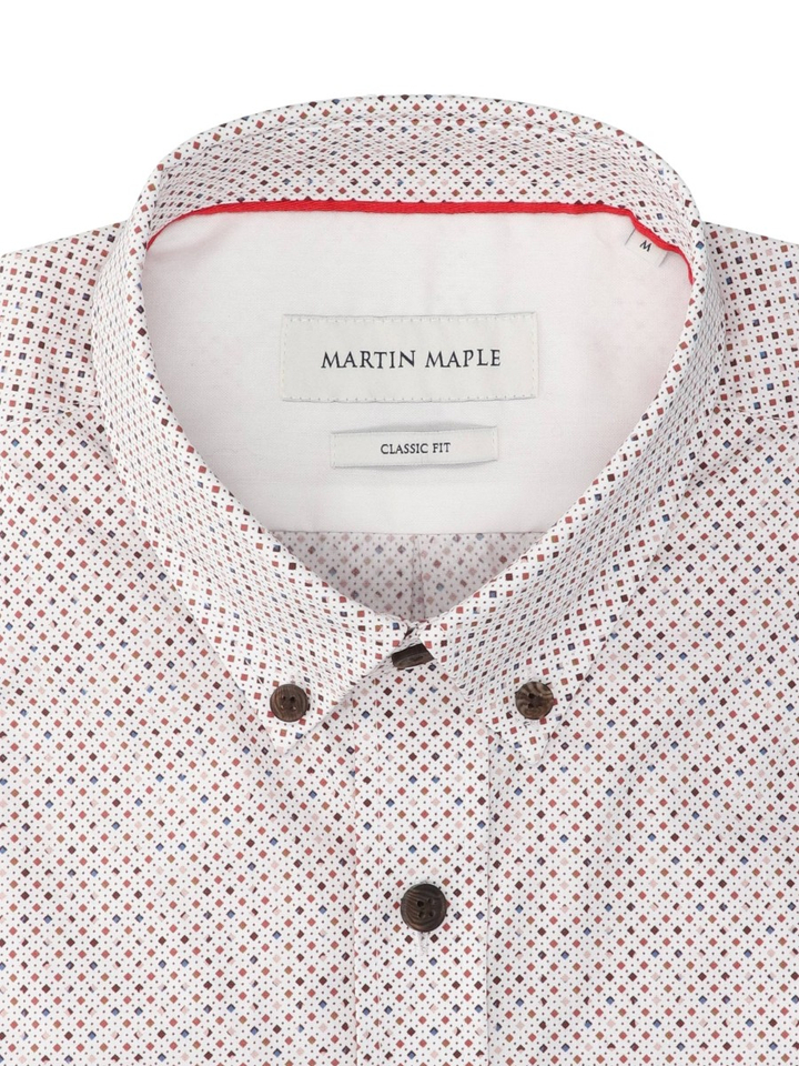 Witte hemd met print (classic fit) en lange mouwen Martin Maple