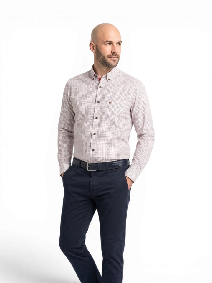 Witte hemd met print (classic fit) en lange mouwen Martin Maple