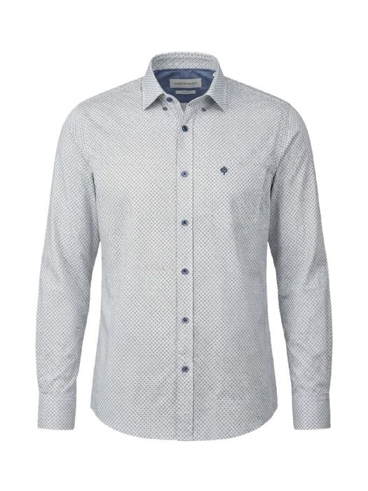 Blauw hemd met fijne print (classic fit) met lange mouwen Martin Maple