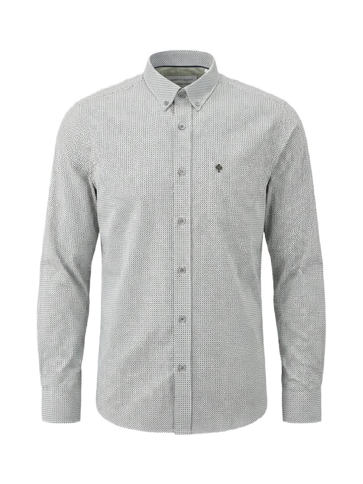 Hemd met fijne groene print(classic fit) met lange mouwen Martin Maple
