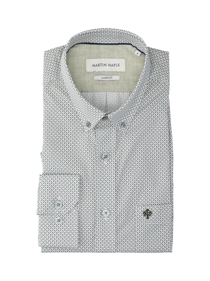 Hemd met fijne groene print(classic fit) met lange mouwen Martin Maple
