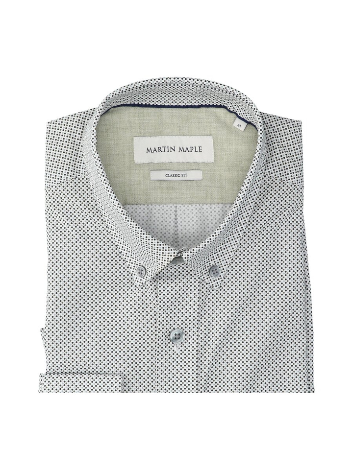 Hemd met fijne groene print(classic fit) met lange mouwen Martin Maple