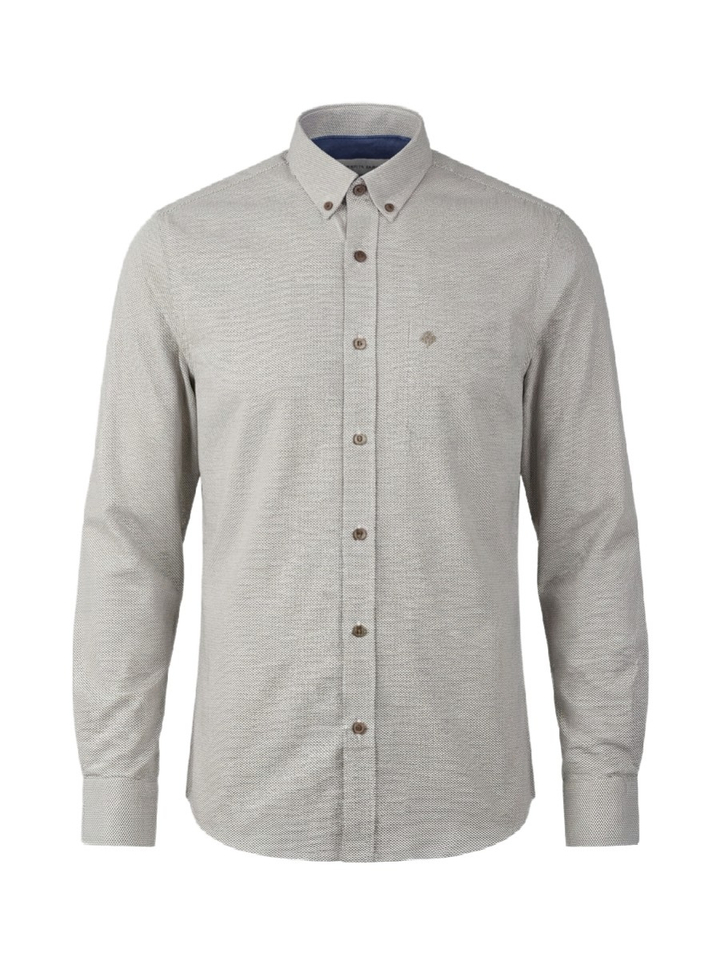 Blauwe/bruine hemd met print (classic fit) met lange mouwen