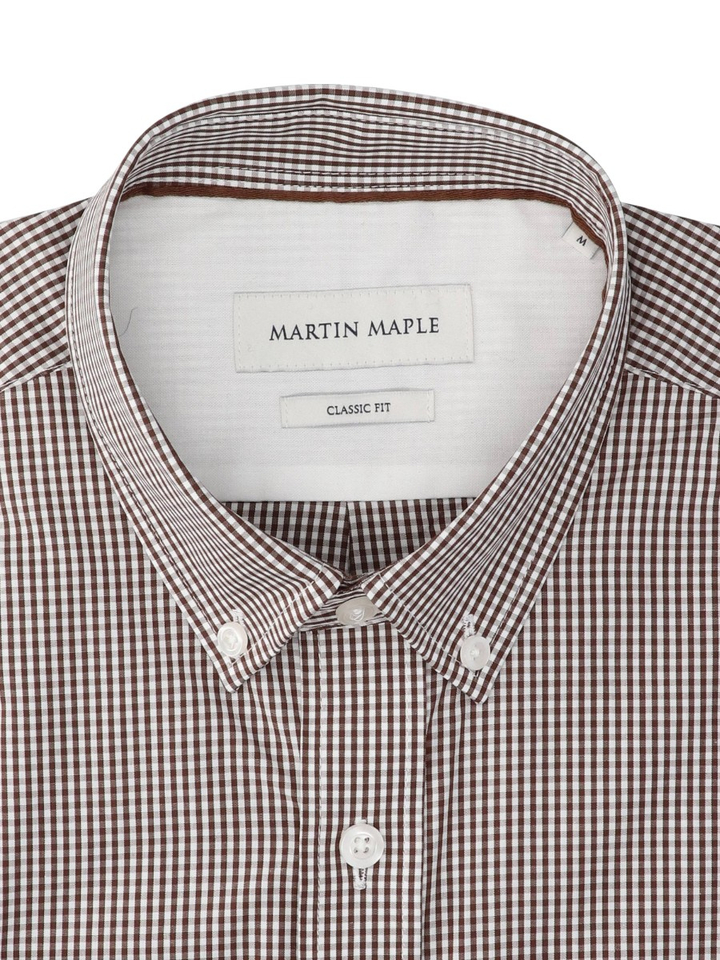 Bruin geruiten hemd (classic fit) met lange mouwen Martin Maple 