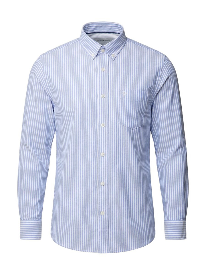 Blauw gestreept hemd (classic fit) met lange mouwen Martin Maple