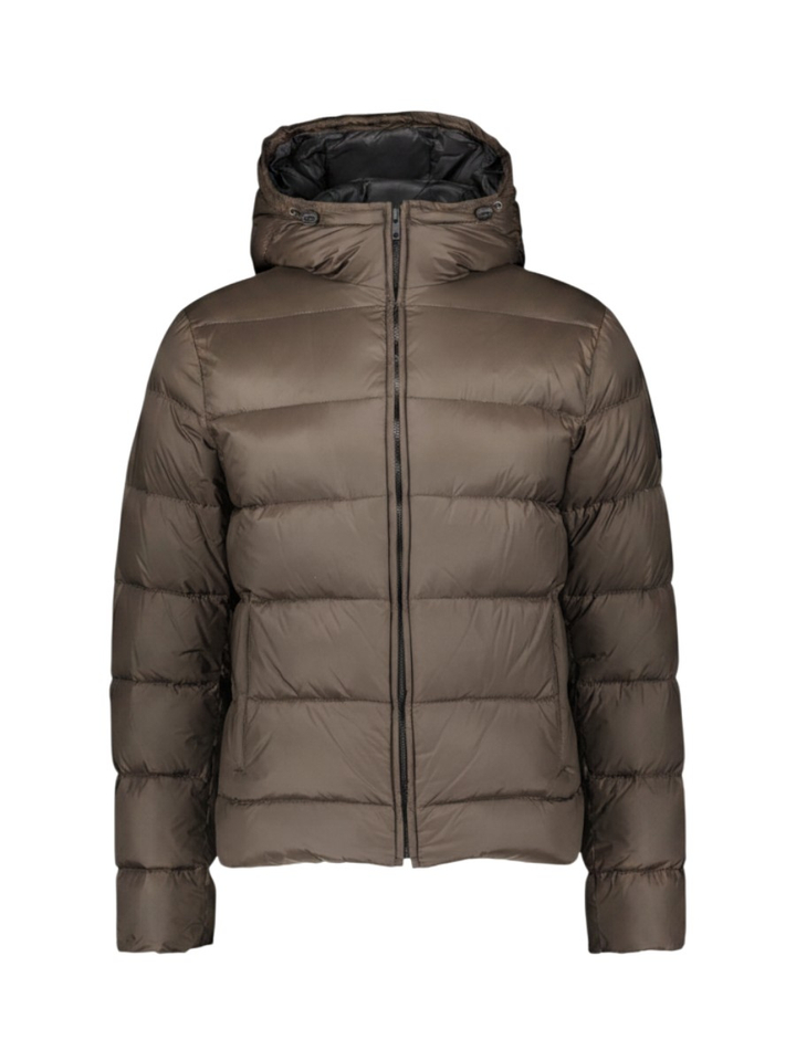 Donker bruine winterjas met kap Fay