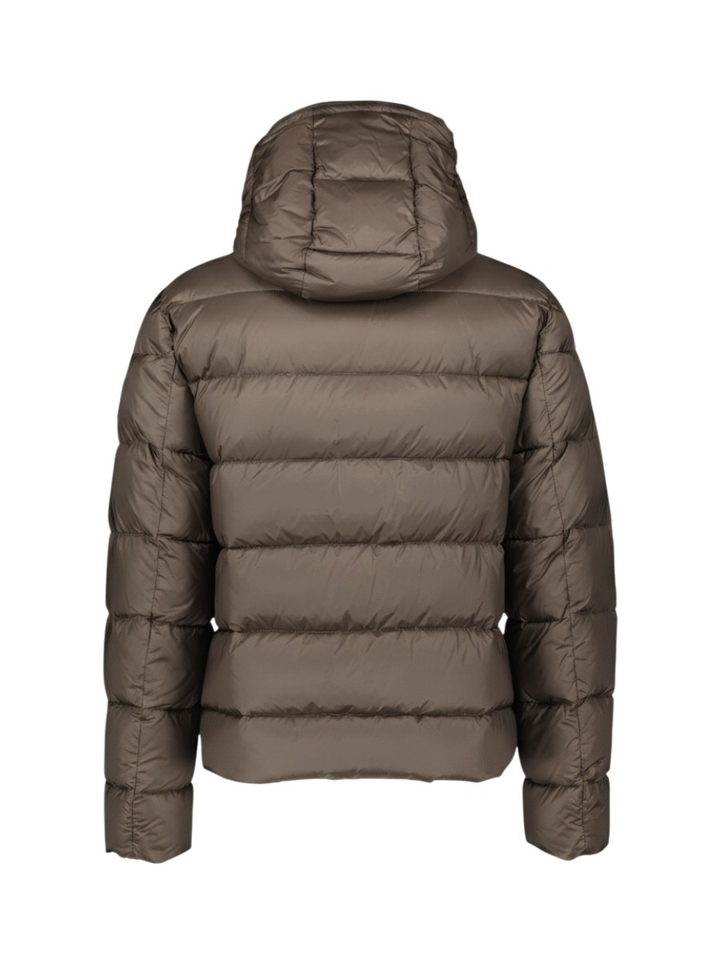 Donker bruine winterjas met kap Fay