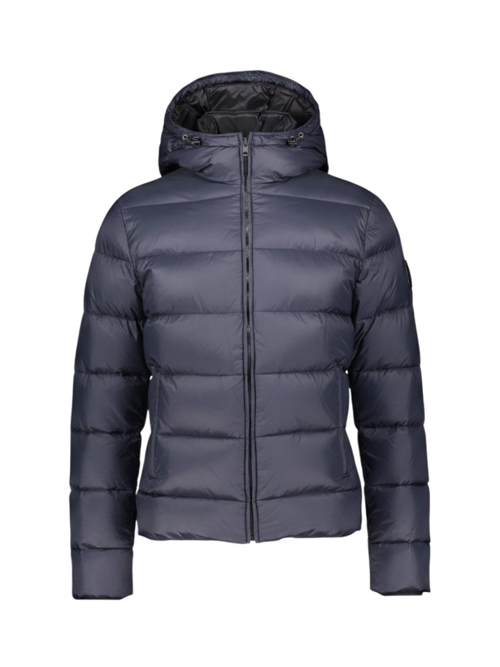 Blauwe winterjas met kap Fay