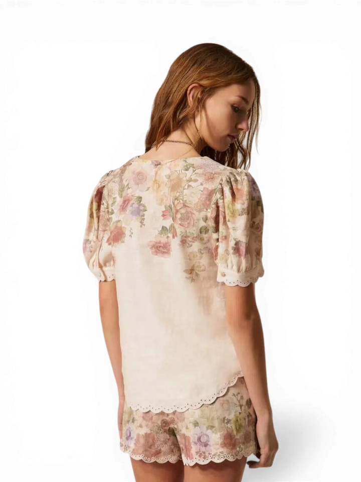 Linnen bloes in bloemenprint Twinset 