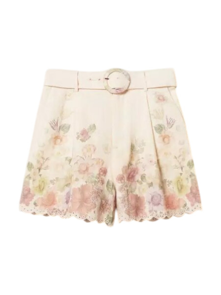 Linnen short in bloemenprint Twinset 