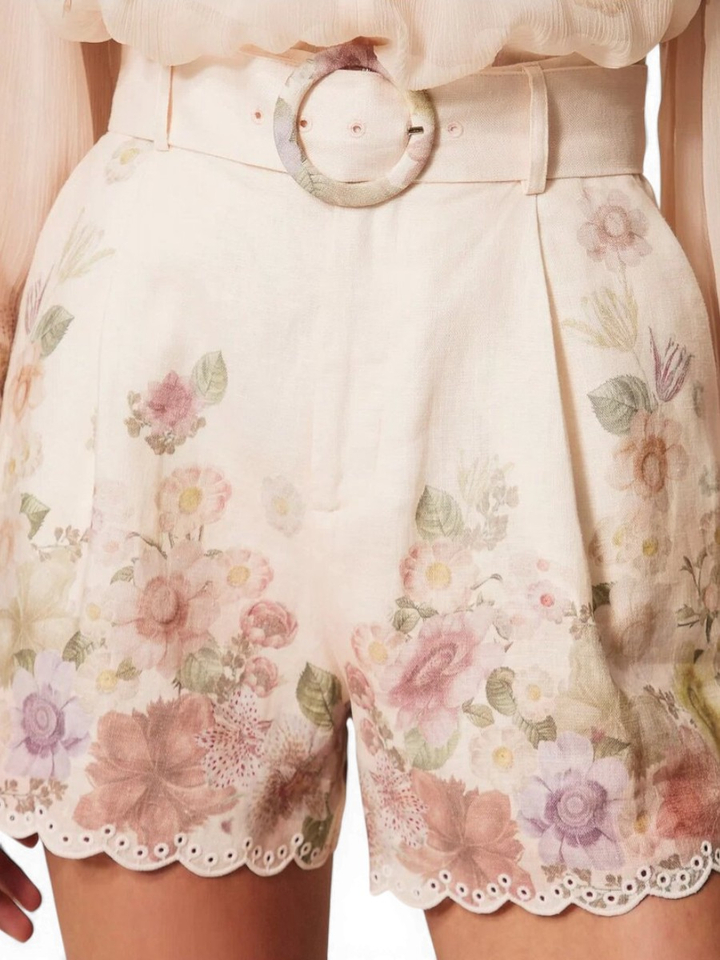 Linnen short in bloemenprint Twinset 
