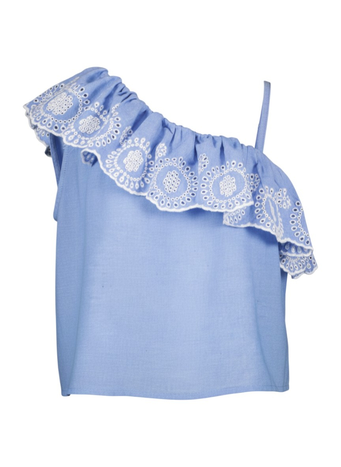 Blauwe denim top met wit detail Name It 