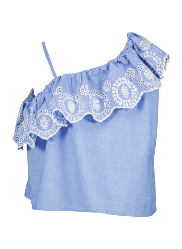 Blauwe denim top met wit detail Name It 