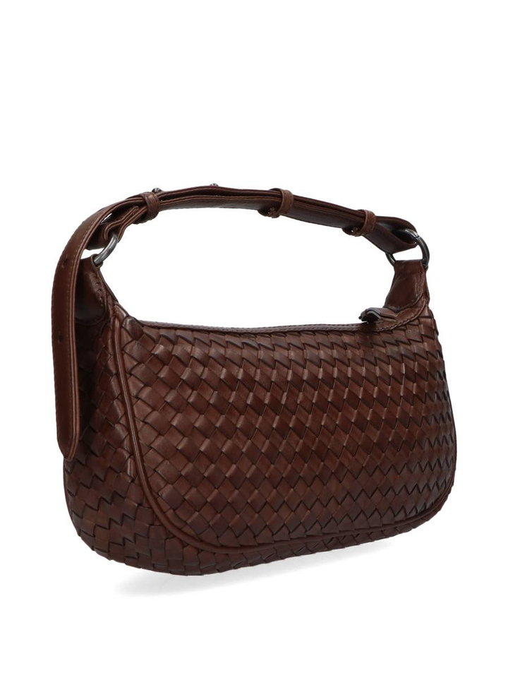 Donkerbruine handtas Mini musebbg bag weave Markberg