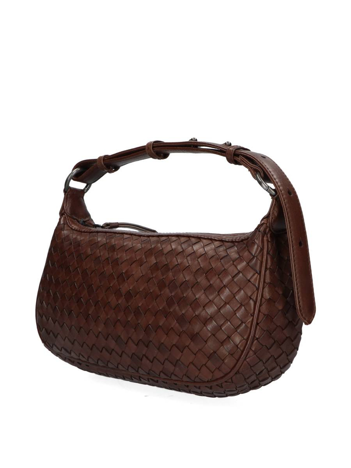 Donkerbruine handtas Mini musebbg bag weave Markberg