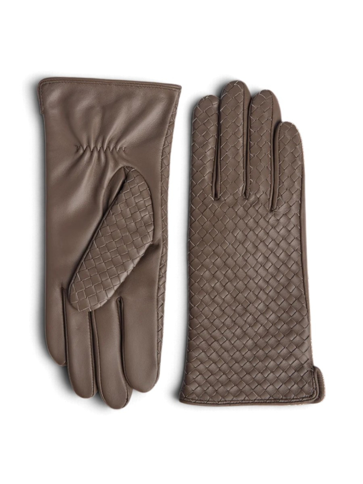 Bruine handschoenen in lederlook  Melia Glove Weave Markberg 