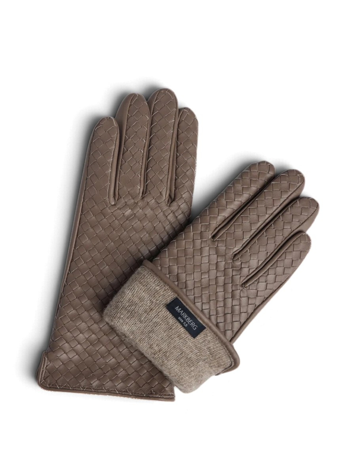 Bruine handschoenen in lederlook  Melia Glove Weave Markberg 