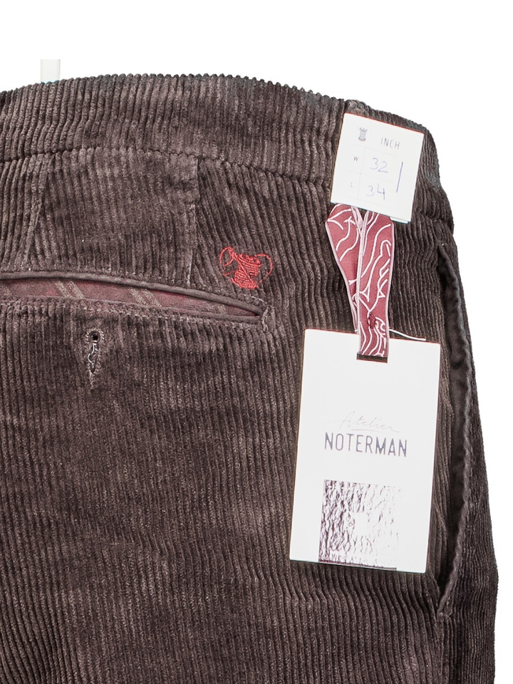 Donkerbruine ribfluwelen broek Atelier Noterman