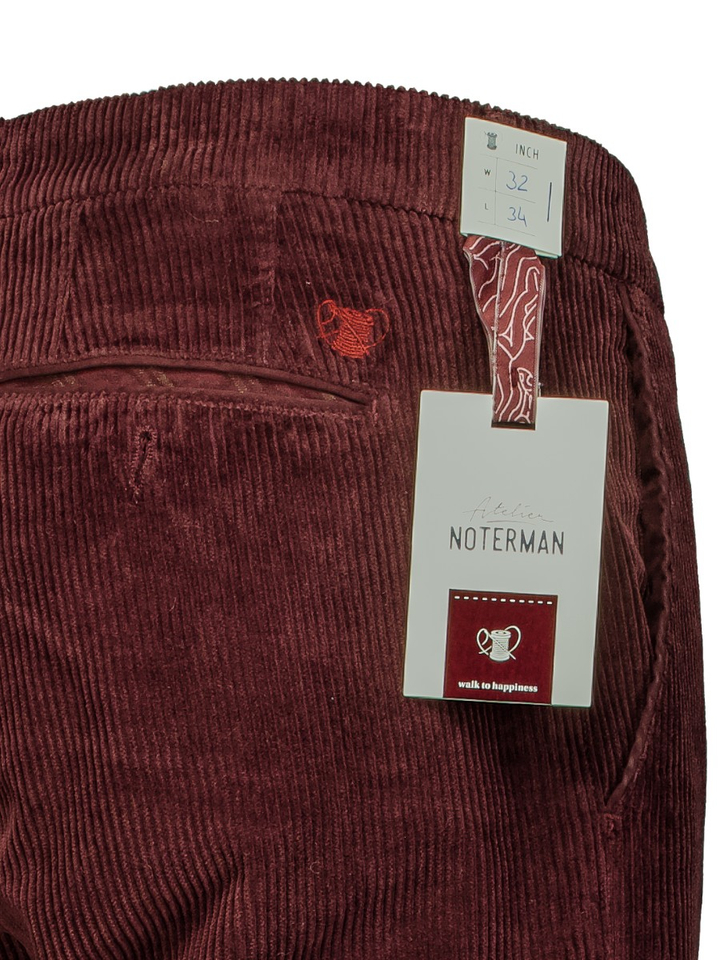 Bordeaux ribfluwelen broek Atelier Noterman